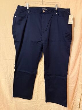 Catherines Navy Straight-Leg Women's Pants 24wp